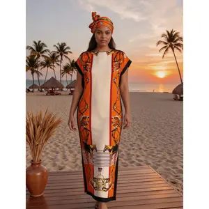 Women's Elegant Animal Print Long Dress Set, Slim-Fitting Moo Moo Skirt & Scarf, Beach Sun Protection Shawl, All Seasons Fashion
