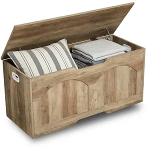 Garvee Large Capacity Wood Storage Bench for Entryway – Safety Hinge, U-Shaped & Side Handles, Heavy Duty 300 lbs Shoe Organizer, Easy Assembly
