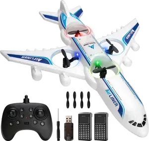 V17 Remote Control Airplane - 2.4GHz Stunt Jet Drone, Durable Foam RC Plane with LED Light, 360° Flip & 2 Batteries for Boys & Girls