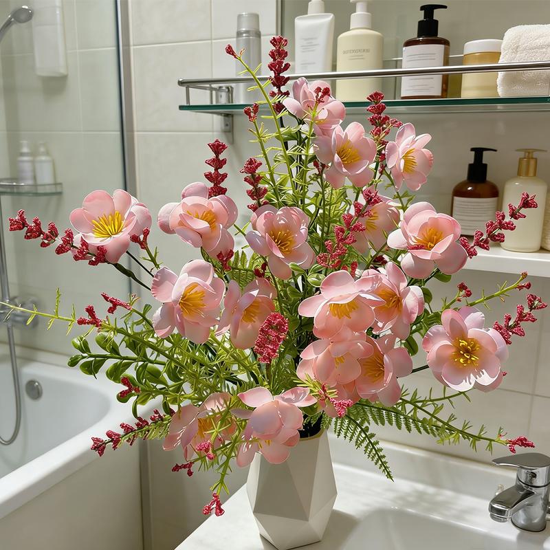 4pcs Artificial Peach Blossoms, DIY Faux Floral Bouquets for Valentine’s Day Gifts & Decor, Spring Table Centerpiece, Wedding, Party, Romantic Home Arrangements