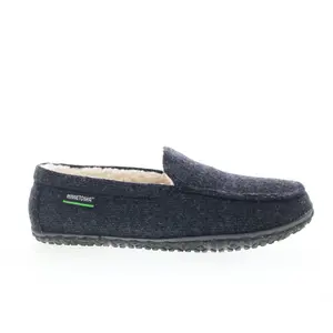 Minnetonka Eco Elm 4706-CHR Mens Gray Canvas Slip On Loafer Slippers Shoes