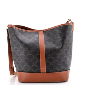 Pre-owned Celine material Bucket Bags Bucket Bag Triomphe Coated Canvas Medium by Rebag