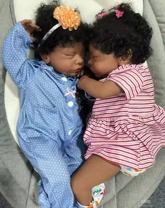 ZaysReborns Realistic Vinyl 20" African American  Reborn Doll Twins with Birth Certificates, Baby Bottles, Clothing, and Diapers