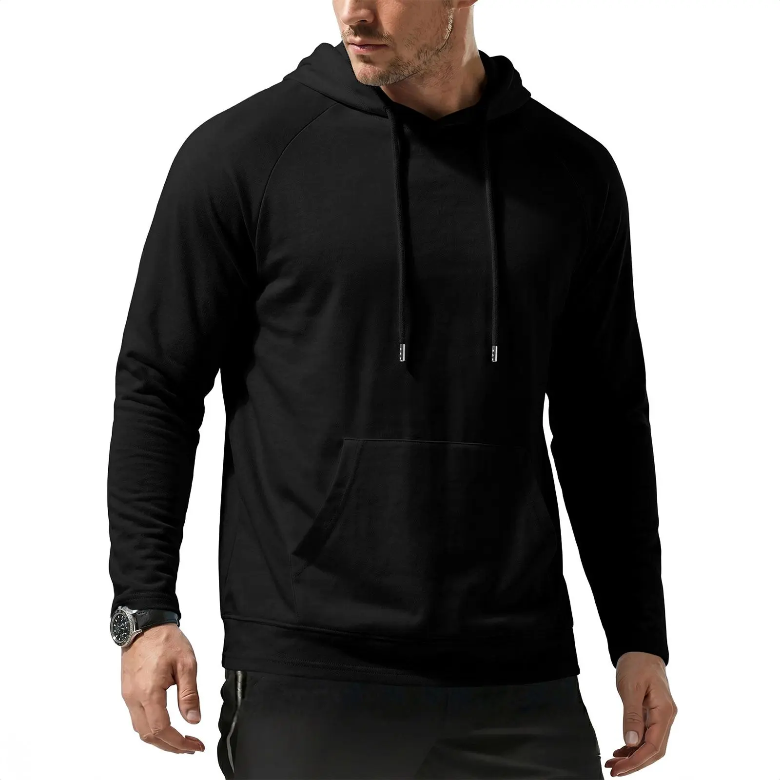 JMIERR Mens Long Sleeve Hoodies Casual Hooded Shirts with Pocket | Lightweight material, Kangaroo pocket, Loose fit, Athletic and casual, Workout, Gym, Fall and winter