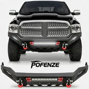 POFENZE-NADIA Front Bumper for 2013-2018 Dodge Ram 1500 (Exclude Rebel) - Automotive Accessory with LED Lights, D-Rings, License Plate Bracket, Car Truck Accessories Car Vehicle Decoration Car Body Kit Car Ornament