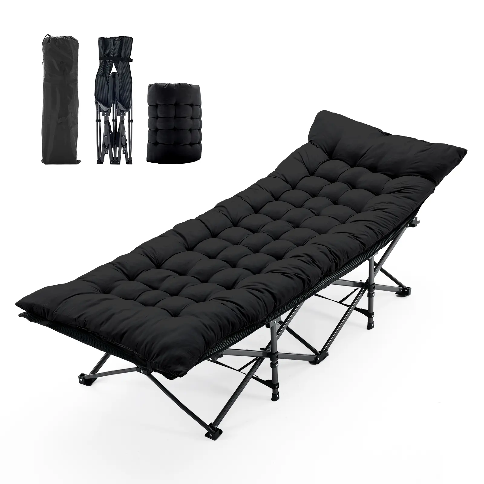 Folding Camping Cot with Mattress, Heavy Duty Folding Sleeping Cot, Portable bed Cots for Traveling, Camp Folding Camping Cot with Mattress, Heavy Duty Folding Sleeping Cot, Portable bed Cots for Traveling, Camp