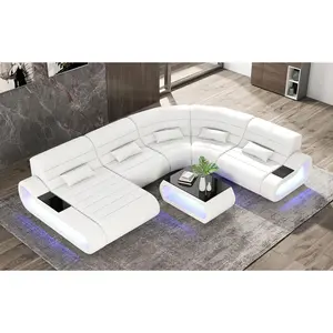Catina Leather Curve Shape Sectional