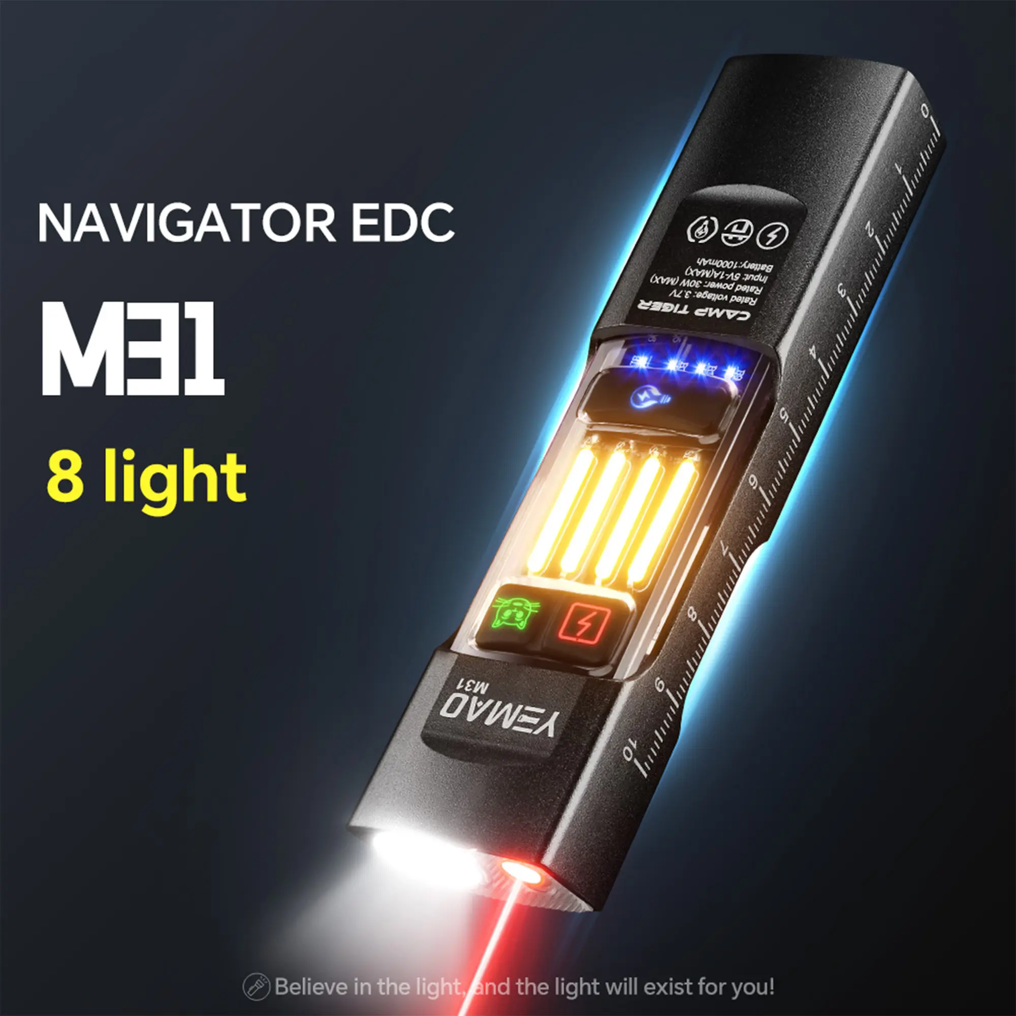 580LUMEN Flat Edc Infrared Flashlight, 12 Lighting Modes, UV, Infrared, Work Light, Two-Way Back Clip, Magnetic Tail, Rechargeable And Reusable, Battery Level Indicator, Tease Cat Handheld Torch summerwins