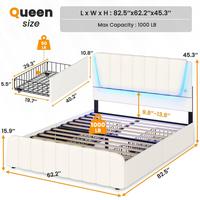 Queen Bed with 4 Drawers - White