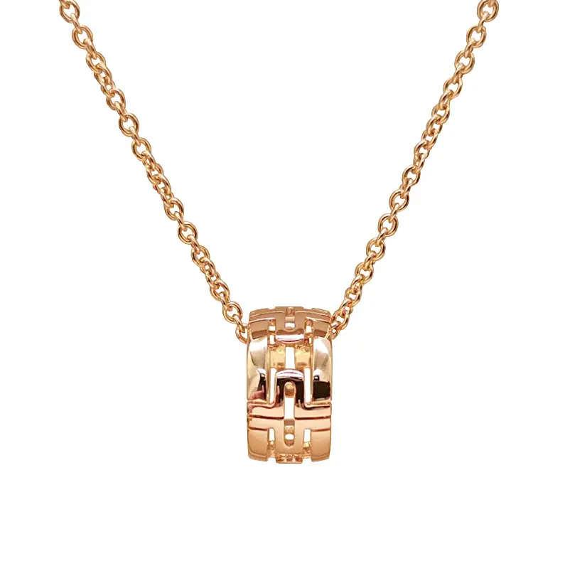 Pre-owned Bvlgari B 0.1 Parentesi Necklace, 18k Rose Gold Fas