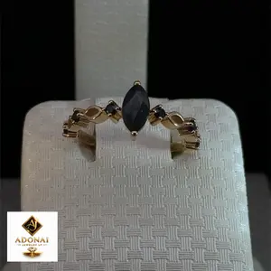 14k Yellow Gold Natural Sapphire Ring Size 7 for Women