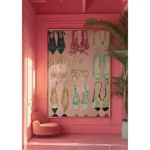 [Sale off up to 65%][Free Ship][No Frame] Vintage Heels Poster, Pink Vogue Fashion Wall Art, Girly Photography Print, Preppy Above Bed Decor, Trendy Dorm Aesthetic Print