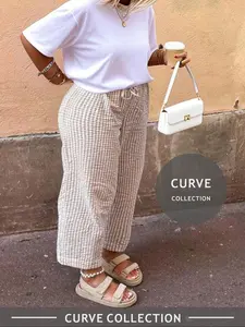 Women's Plus Size Printed Wide Leg Pants, Casual Beach Pants, Casual High Waist Loose-Fitting Trousers, Comfortable All Season Wear, Fashionable Ladies' Clothing Pants