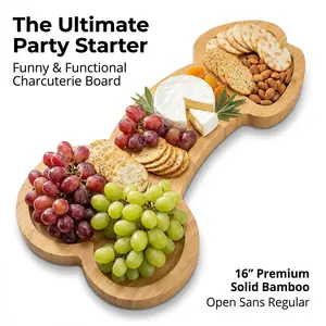 Birthday Fun Meat and Cheese Platter - 16-inch solid wood cheese and meat platter, an ideal kitchen gift for birthdays, couples, families and special occasions, comes with various shaped serving dishes for fun.