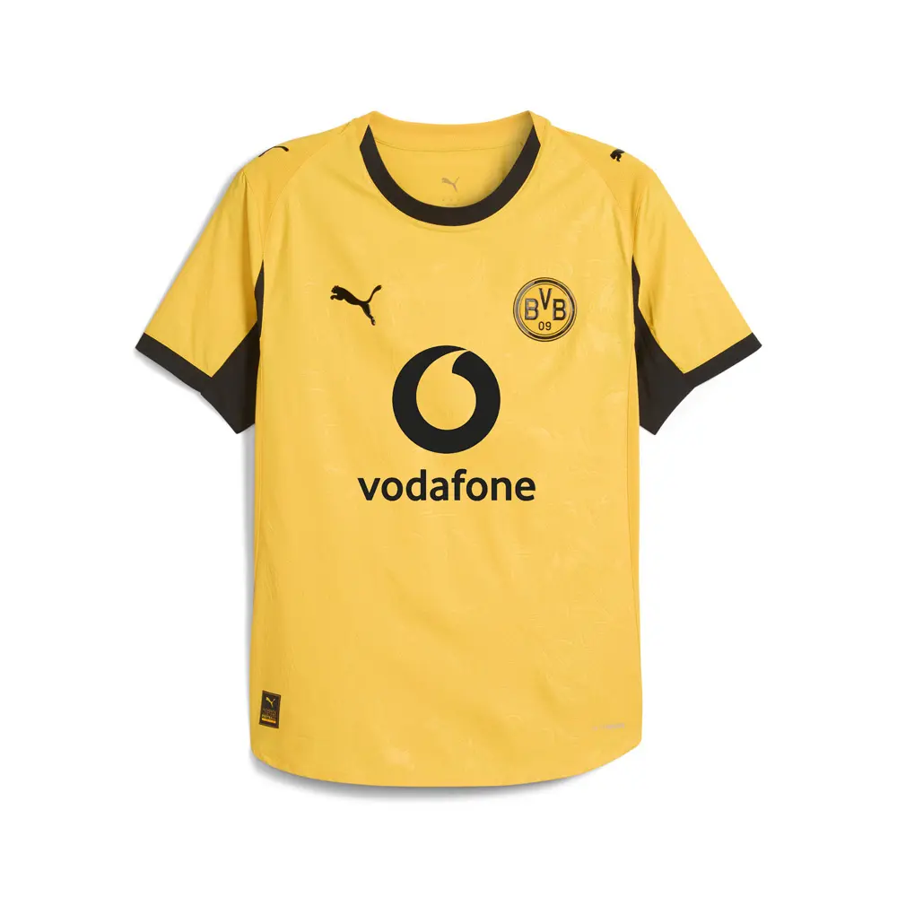 PUMA Mens Borussia Dortmund 2526 Authentic Cup Crew Neck Short Sleeve Jersey Soccer Cleats  - Yellow