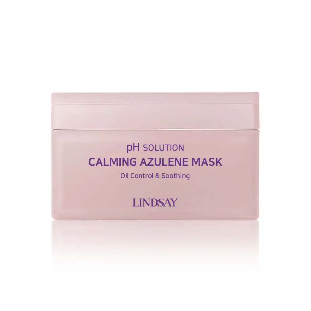 LINDSAY pH Solution Calming Azulene Sheet Mask - 24 Sheets (300g) Daily Pull-Out Box, Soothing & Hydrating Cooling Facial Mask with Tweezers