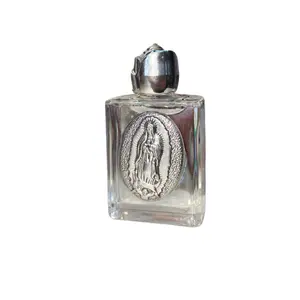 2" Amazing Glass Holy Water Bottle Container Vessel with Virgin Mary Medallion Virgen Maria Hebrews 11:1 for Religious Use With Holy Water Included