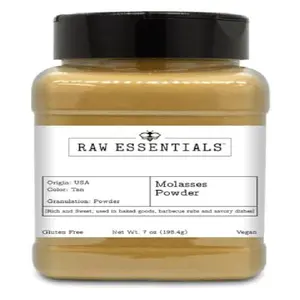 Raw Essentials Molasses Powder | Rich & Sweet Flavor for Baked Goods, BBQ Rubs & Savory Dishes | Vegan & Gluten-Free | 7 Ounce Bottle
