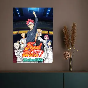 New FFood Wars Shokugeki no Somaed Poster HD Heavy-Duty Self-Stick Waterproof Wall Decor Tool-Free Install Durable & Reusable Conceals Wall Flaws Elevates Home Style Perfect for Living Room Bathroom & Kitchen Easy Apply & Remove