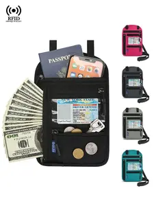 RFID Blocking Travel Passport Wallet | Multi-Pocket Neck Pouch Organizer | Secure Document ID Credit Card Holder for Family International Travel Airport Trips