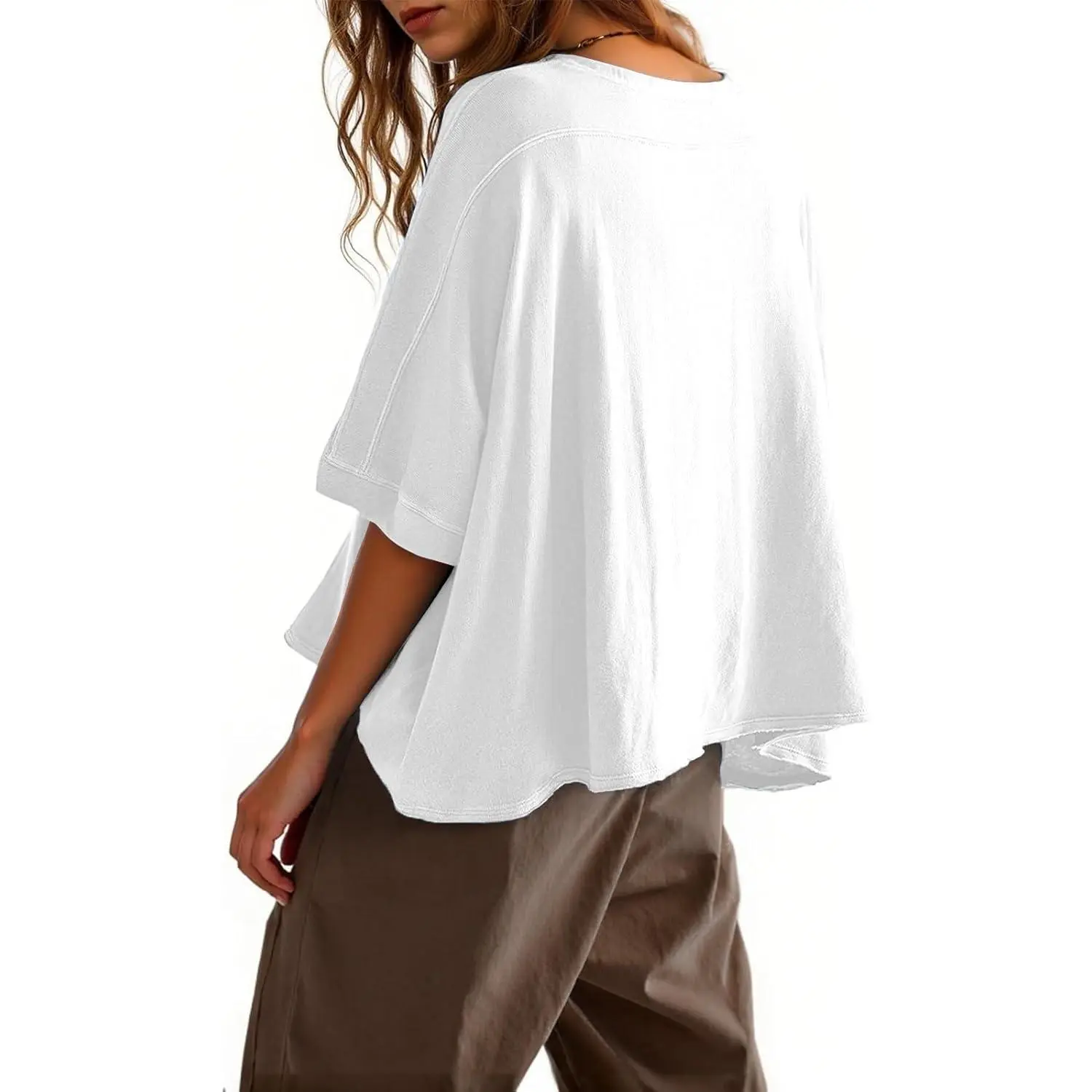 Women's Oversized Cropped T-Shirt - Casual Summer Short Sleeve Loose Fit Tee Top Comfortable Breathable Cotton Blend Perfect for Daily Wear Beach Outing Shopping Lightweight Fashion Style Women's Oversized Cropped T-Shirt - Casual Summer Short Sleeve Loose Fit Tee Top Comfortable Breathable Cotton Blend Perfect for Daily Wear Beach Outing Shopping Lightweight Fashion Style
