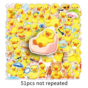 51pcs of cute and creative cartoon kawaii duck stickers, suitable for scrapbooks, diaries, laptops, water bottles, cars, etc. A gift with a positive message and based on beliefs. Car Decals