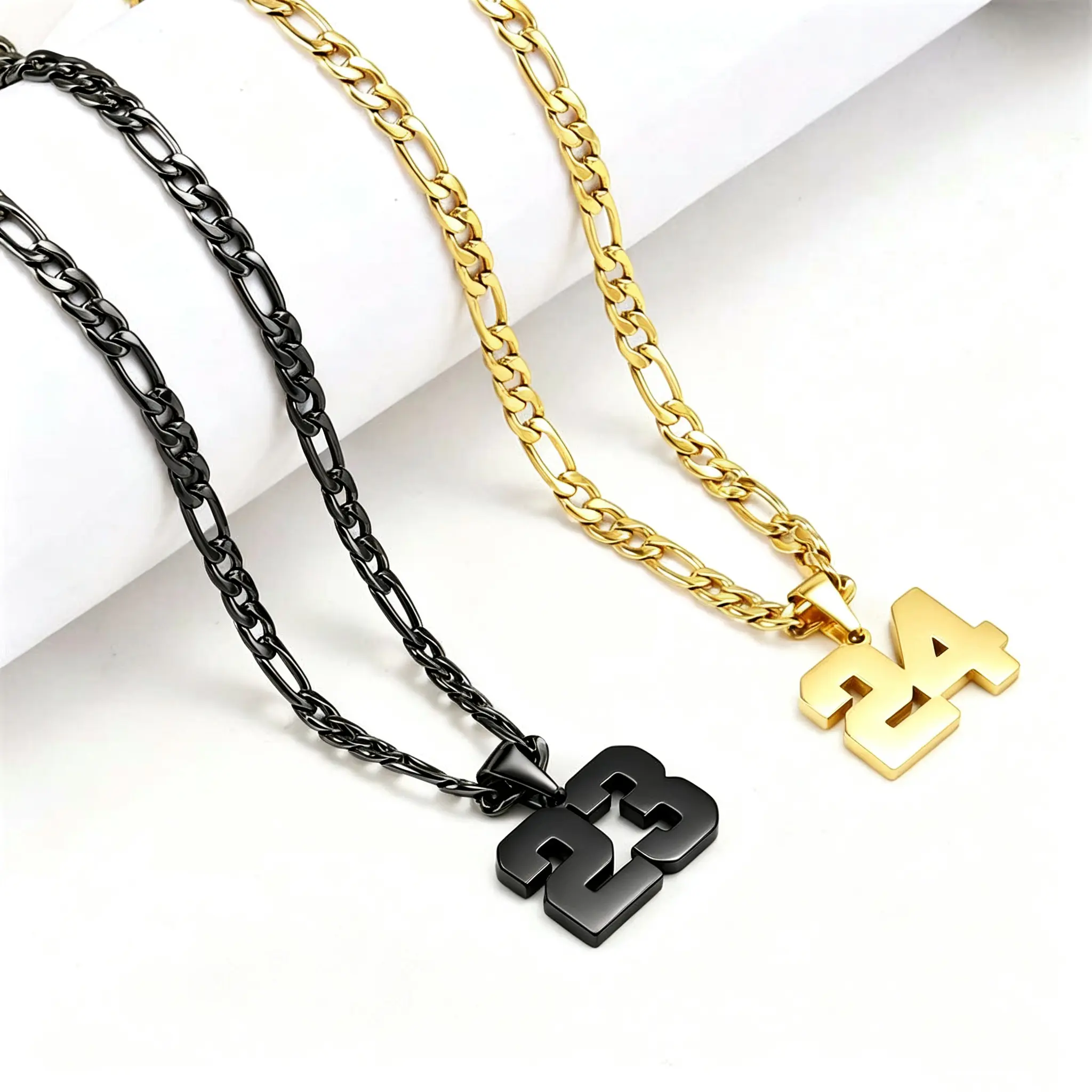 springtok Stainless Steel 0-99 Necklace Golden\Black Athlete Men's Sports Number Necklace Men's Daily Wear Gift