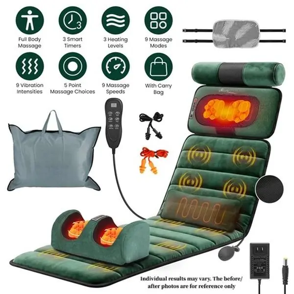 Full Body Massage Mat with Heat Vibration Pad Neck Foot