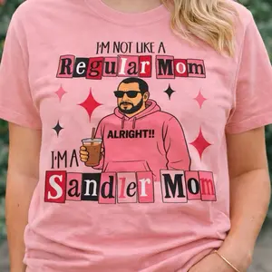 Mom T-shirt - Pink Top with 'I'm Not Like a Regular Mom' Design for Womenswear