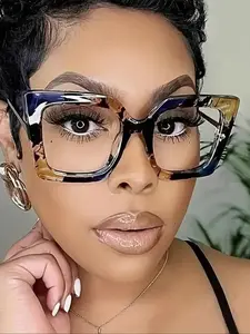 Colorful Large Frame Flat Light Glasses, Suitable for Daily Learning, Work, Reading, Stylish Trendy Eyewear for All Occasions
