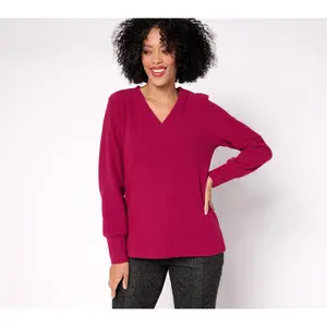 Cuddl Duds Ribbed Fleece V-Neck Pullover