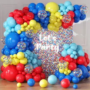Carnival Circus Balloons Garland Arch Kit for 133pcs Red Blue Yellow Rainbow Multicolor with Confetti Balloons for Carnival Theme Birthday Party Decorations