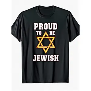 Proud to Be Jewish Hebrew Hanukkah Jew T-shirt, Crew Neck, Casual Style, Perfect Gift for Various Occasions, Sizes S-xxxl Available, Cultural Attire for Hebrew and Jewish Communities