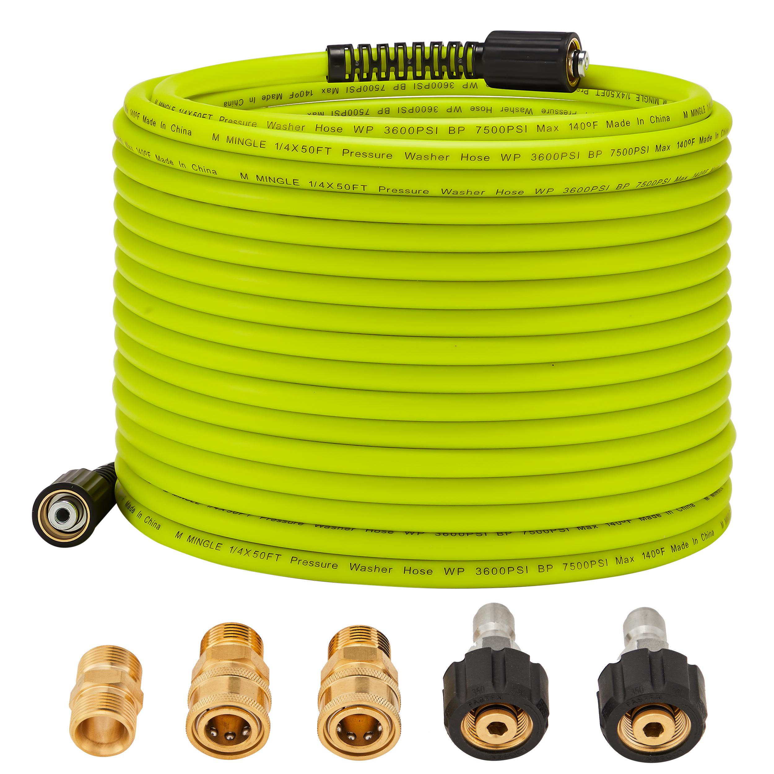 M MINGLE Pressure Washer Hose 50 FT x 1/4" - Replacement Power Wash Hose with Quick Connect Kits - High Pressure Hose wi