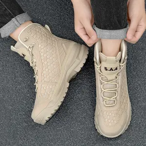 5.AA Men trekking,outdoor,Hiking Sports Shoes,safety,shoe,hikingshose,boot,all-weather,comfort,trendy,sneaker,desert boots with Zipper, Breathable Lightweight Anti-Skid for Mountaineering Exploration Tactical All-Season Lightweight Non-Slip High Top Boots