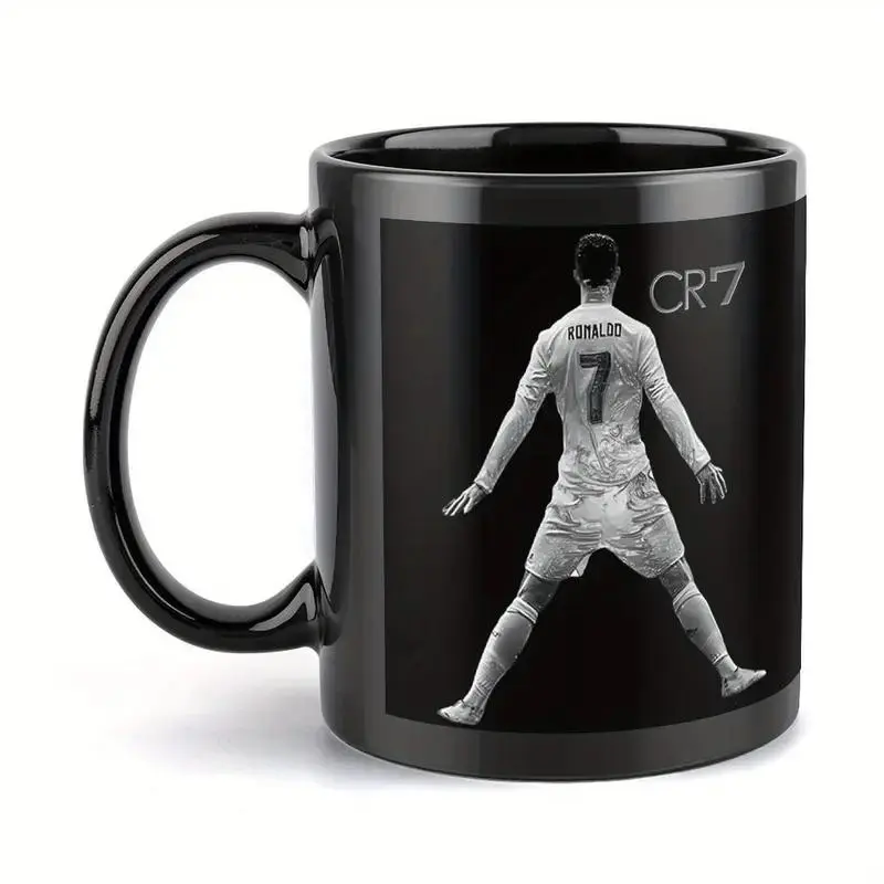 CR7 Ronaldo Soccer Player Ceramic Coffee Mug - 11oz Insulated Cup with Vibrant Soccer Design, Perfect for Home, Office, or Outdoor Use