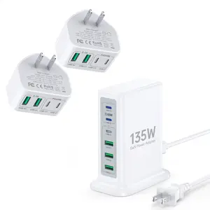 2Pack Wall Charger 40W 4-Port QC+PD 3.0 Fast Charging Block & Safe for iPhone 17/16/15/14/13/12/11, iPad, Safety Protection,Compact,Portable White Electronic