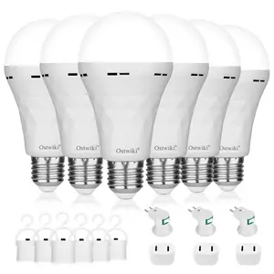 OSTWIKI 6 Pack Rechargeable LED Bulbs 9W E27 White 8500K & Warm White 3000K 1200mAh Battery Backup for Power Outage Camping Outdoor Hurricane Self-Charging Emergency Lighting