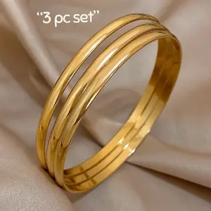 Milan Classic Bangle Set - 6.5cm Diameter, 0.38cm Width, 18k Gold Filled, Hypoallergenic, Nickel and Lead Free