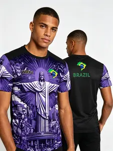 Summer New Brazil Jesus Soccer Jersey, Wifru Outdoor Football Training Breathable Uniform, Men's Quick-Dry T-Shirt, Casual Sports Jersey Fitted Short Sleeve, Lightweight Jersey