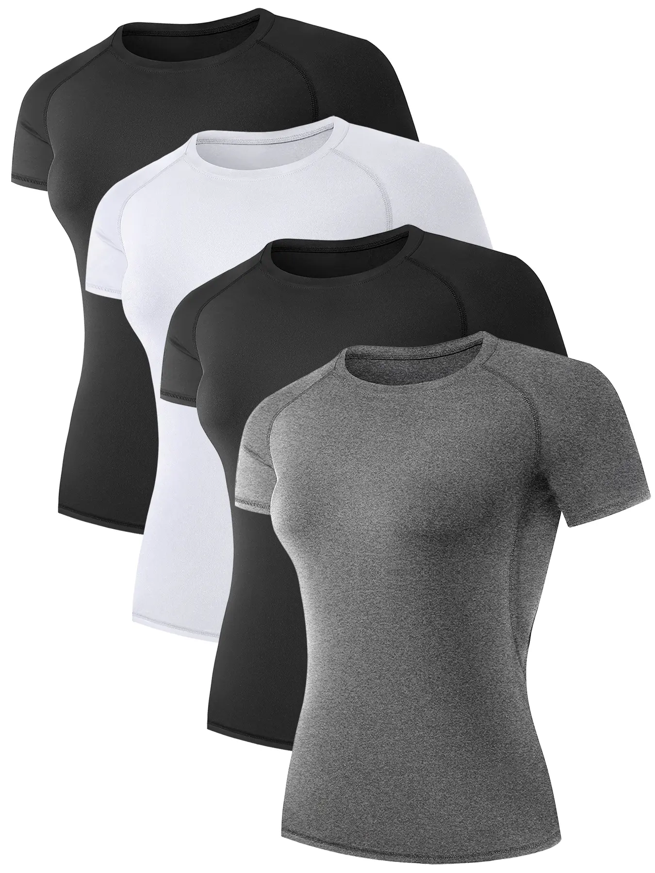 DALAVCH 4 Pack Women's Compression Shirt Running Athletic T-Shirts ...