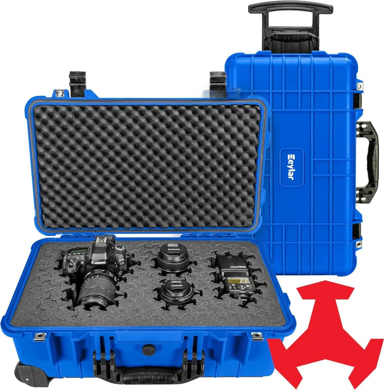 Eylar 22" Carry-On Roller Hard Case with Ragar Reconfigurable & Reusable XP Crosslink Foam Waterproof Shockproof for Equipment Drones and Cameras TSA Standard Blue