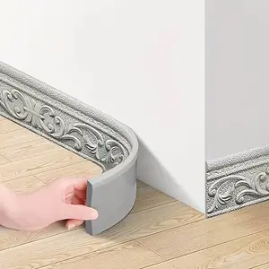 1 Roll 393.7 inch × 3.15 inch 3D Embossed Pattern Self-Adhesive Wall Sticker, Wall Border & Skirting Decorative Strip, Home Living Room TV Background Wall Decal