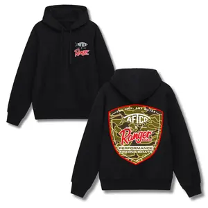 AFTCO x Ranger Boats Performance Hoodie | US Flag Camo Fishing Hoodie | White Logo Graphic | Mens Fishing Gift | Boat Life Apparel