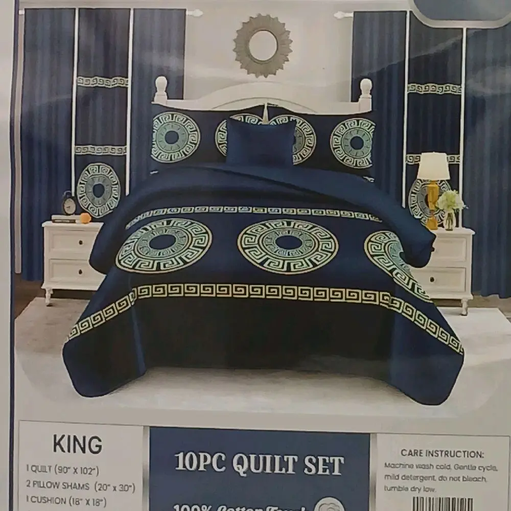 10 PCS Quilt Set with Central Circular Design - Bedding Collection