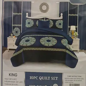 10 PCS Quilt Set with Central Circular Design - Bedding Collection
