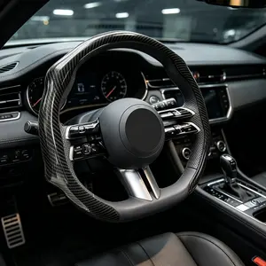 For Hyundai 5D Carbon Fiber Steering Wheel Booster Cover, Ergonomic Design , Sporty Steering Wheel Protector, Non-Slip Anti-Skid, Easy Installation, 15 Inch Universal Fit 99% Cars SUV Truck Pickup Sedan Auto Interior Accessories