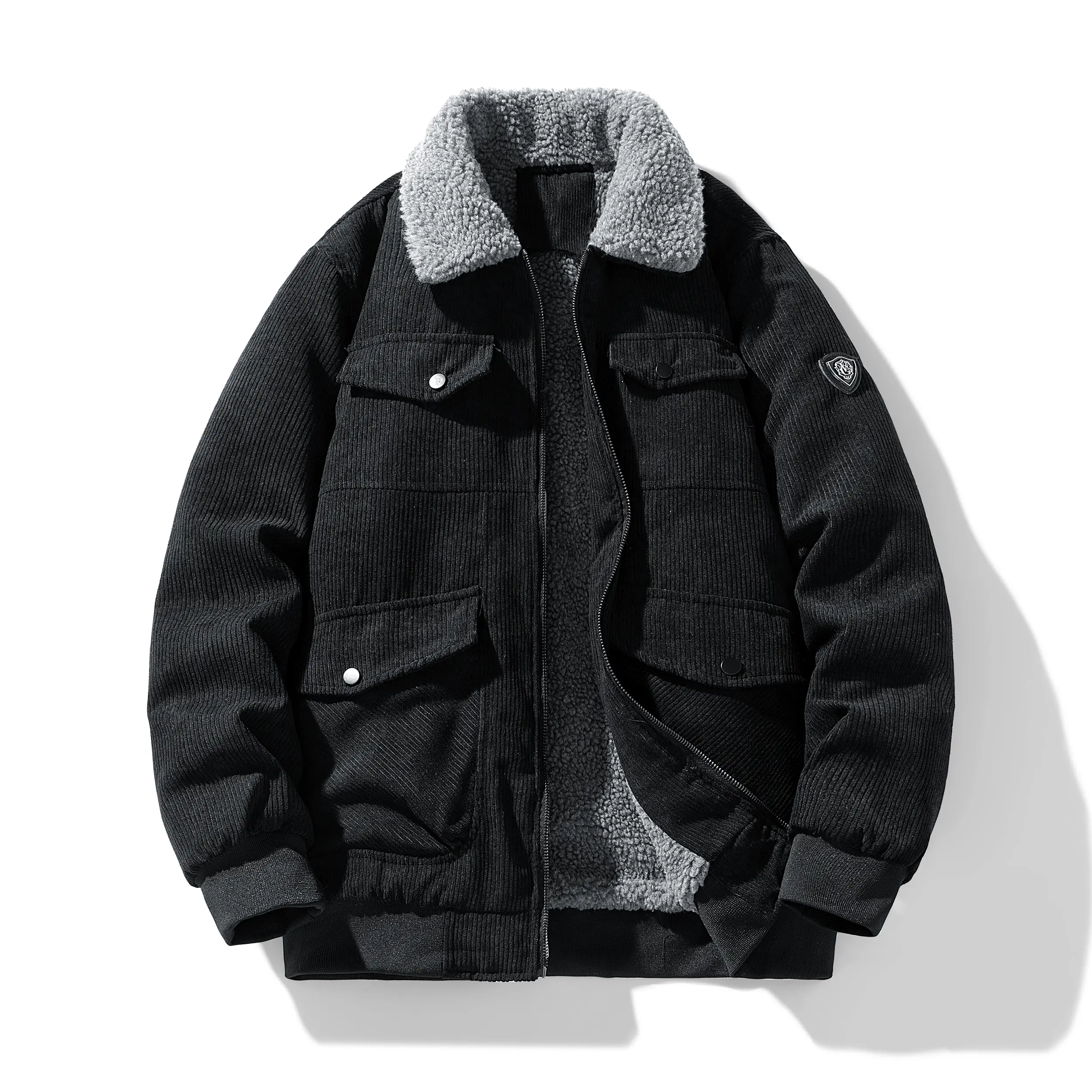 Men's Corduroy Coat - Menswear, Long Sleeve, Casual, Fleece Lined, Loose Fit, Thickened for Autumn/Winter Warmth, Coats, Stylish