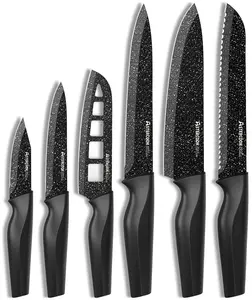 Astercook Knife Set, 6 Piece Kitchen Knife Set, Aesthetic Blade Knife Block Stainless Steel Astercook Knife Set, 6 Piece Kitchen Knife Set, Aesthetic Blade Knife Block Stainless Steel