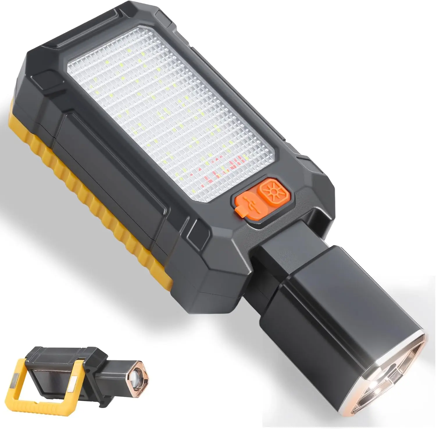 LED Rechargeable Magnetic Work Lights, 1000 Lumens, Magnetic Base & Hanging, 5 Mode, Flashlight for Job Site & Emergency, Rechargeable Woring Light,Solar Flashlight 1 Pack (Black)